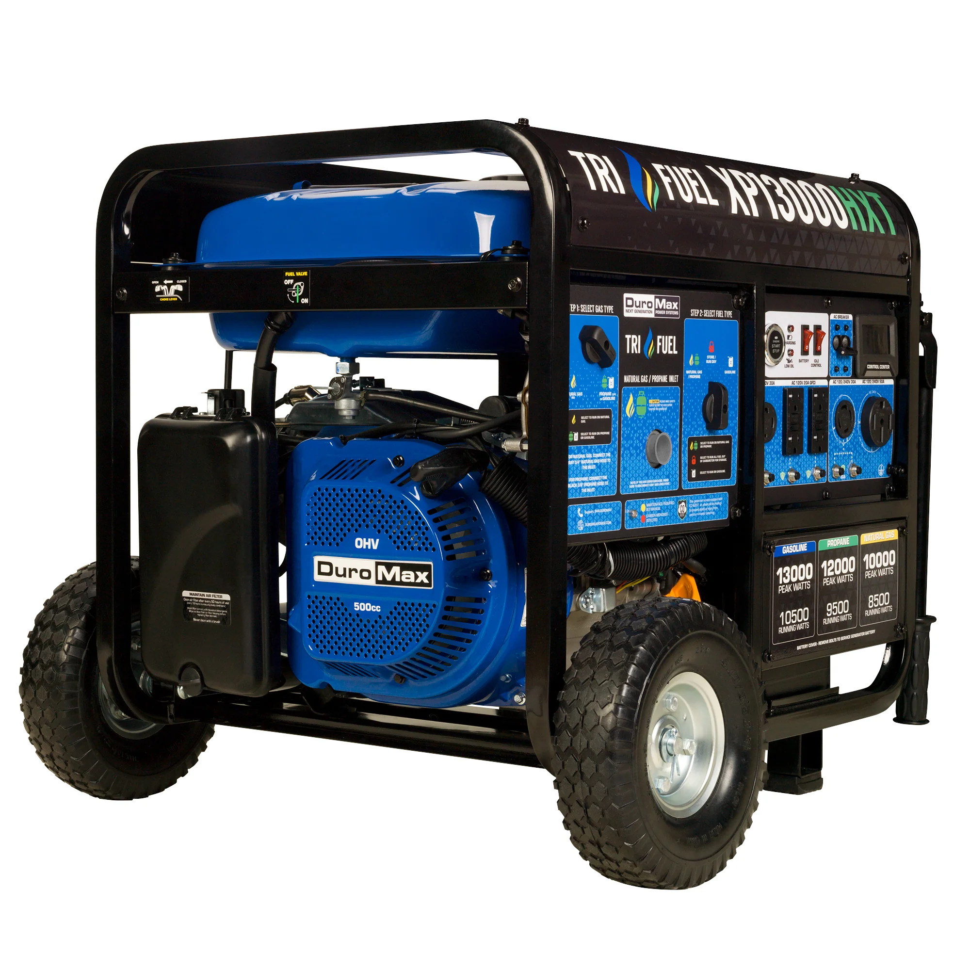 2025 Generador Portátil Trifuel 13 000 W HXT con Alerta de Monóxido de Carbono (CO)