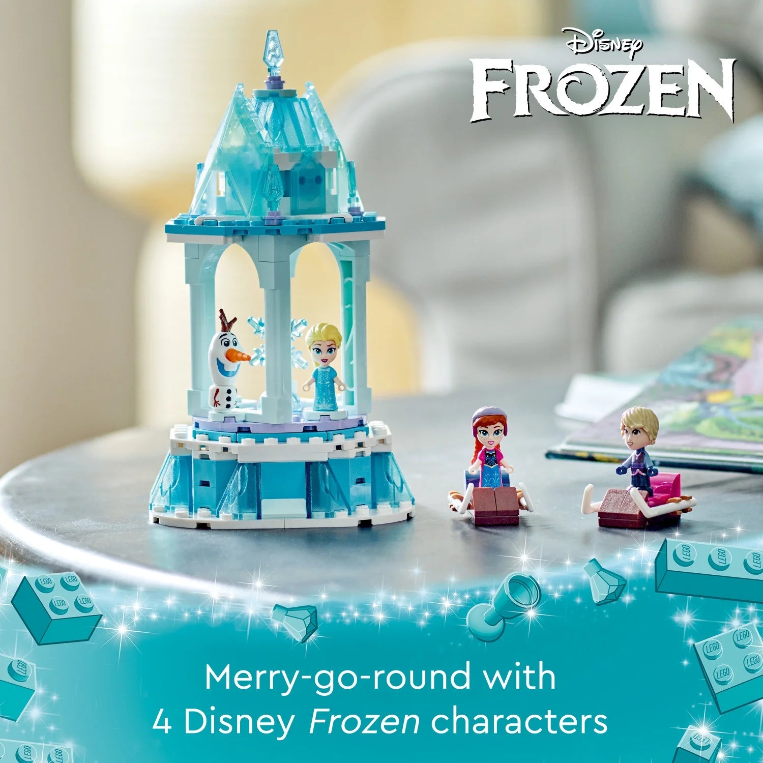 LEGO Disney Frozen Carrusel Mágico de Anna y Elsa 43218 Set de Construcción del Palacio de Hielo con Elsa, Anna y Olaf, Gran Regalo de Cumpleaños para Niños de 6 Años