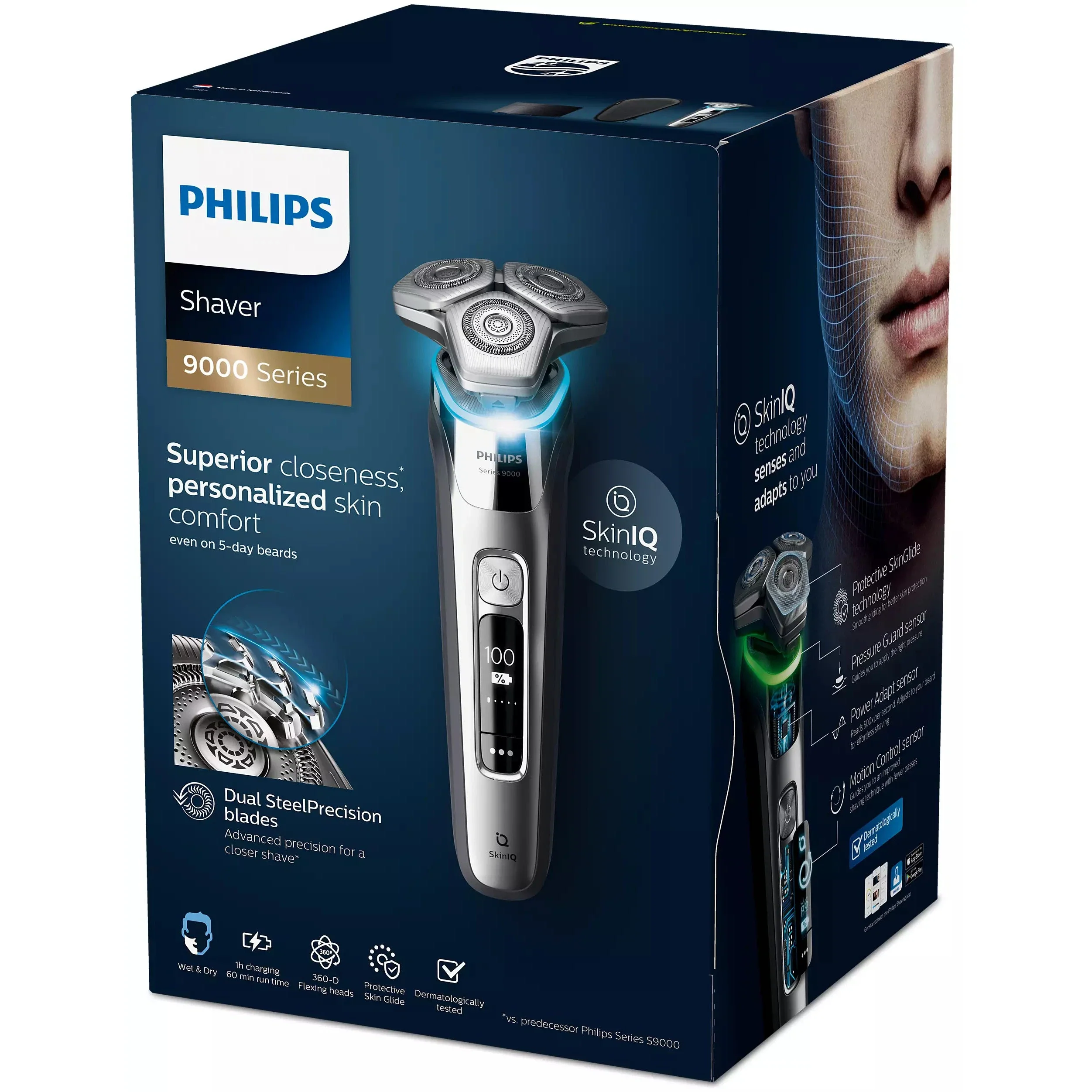 2025 Afeitadora Philips Series 9000 S9985/50 para hombre – Afeitado en seco y húmedo con tecnología SkinIQ