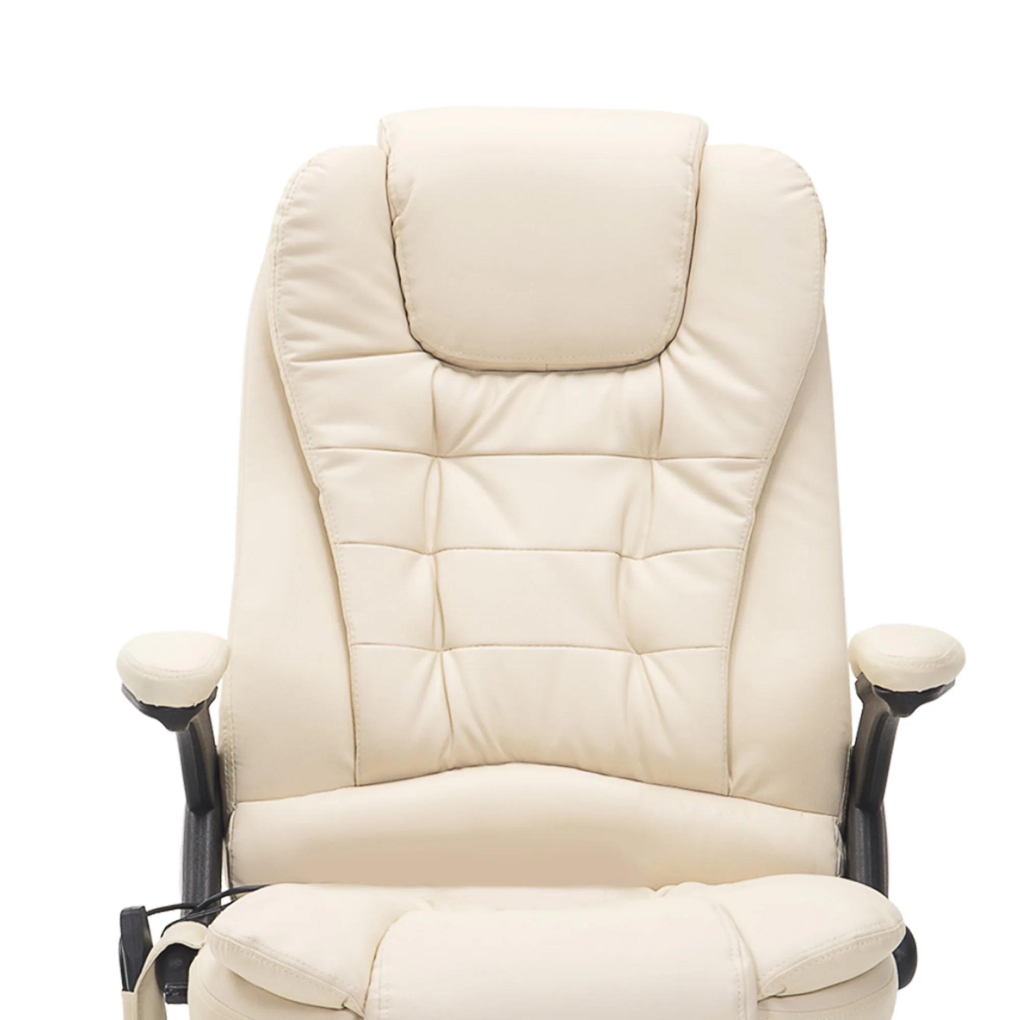 Silla de oficina ejecutiva con masaje y calefacción, sillón de oficina de cuero PU con respaldo alto, beige