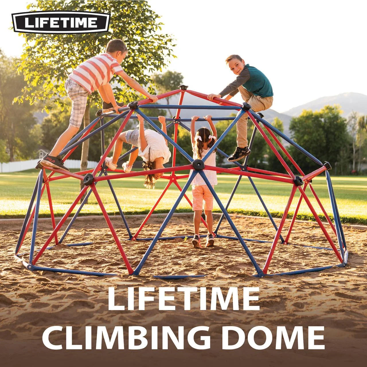 Lifetime Cúpula para Escalar al Aire Libre para Niños, 5 pies de Alto x 10 pies de Ancho, Rojo y Azul (101301)