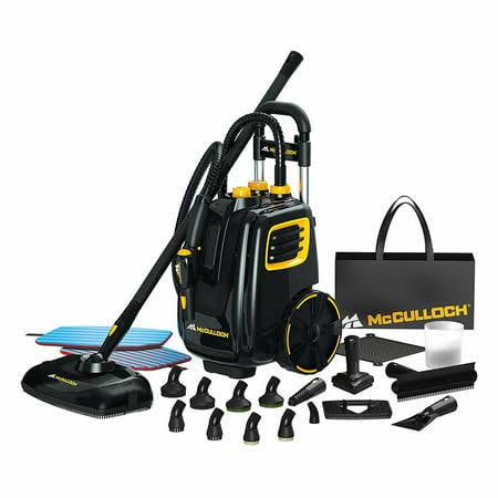 McCulloch Limpiador a Vapor Multifuncional con Tanque de 1500W y 23 Accesorios, Color Amarillo
