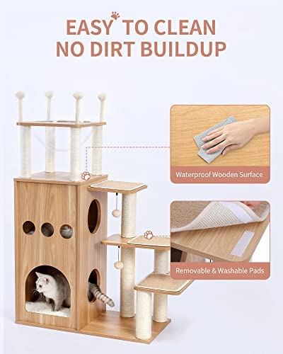 Árbol para Gatos Made4Pets, Torre Moderna para Gatos con Postes para Rascar Totalmente Recubiertos de Sisal