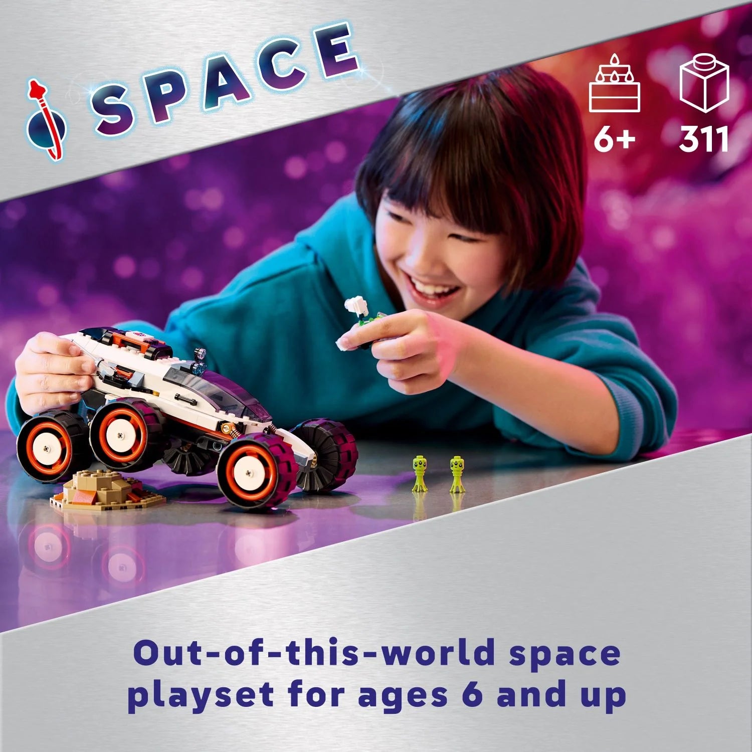 LEGO City Explorador Espacial Rover y Vida Alienígena, Juguete Espacial para Niños y Niñas de 6 Años en Adelante con 2 Minifiguras, Robot y Figuras Extraterrestres, Juguete STEM de Juego Imaginativo, 60431