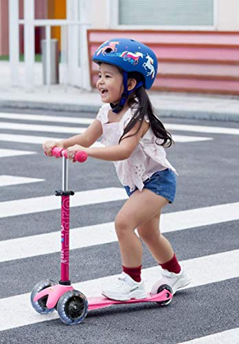 Micro Kickboard – Mini Deluxe LED – Scooter Suizo de Tres Ruedas con Sistema de Inclinación para Niños y Niñas de 2 a 5 Años con Ruedas Luminosas Activadas por Movimiento (Rosa)
