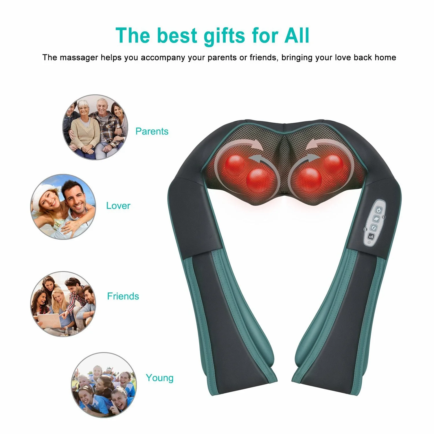 2025 Naipo MGS-N12CS – Masajeador Inalámbrico Shiatsu para Cuello y Hombros