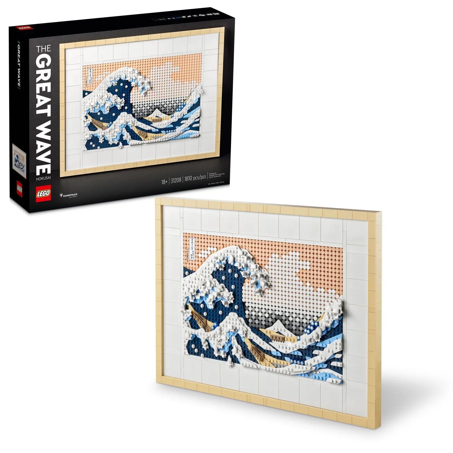 LEGO Art Hokusai – La Gran Ola, Arte Japonés 3D para Pared, Cuadro con Marco para Decoración de Hogar u Oficina, Kit Creativo de Artes y Manualidades, 31208