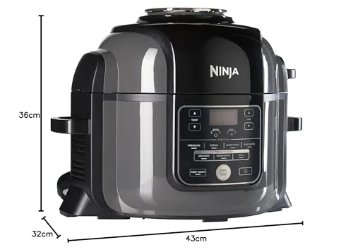 2025 Ninja Foodi Olla Multifunción, 6 L, olla multifunción 7 en 1, olla a presión rápida, freidora de aire caliente, cocción lenta, parrilla y más, acero cepillado y negro, OP300EU