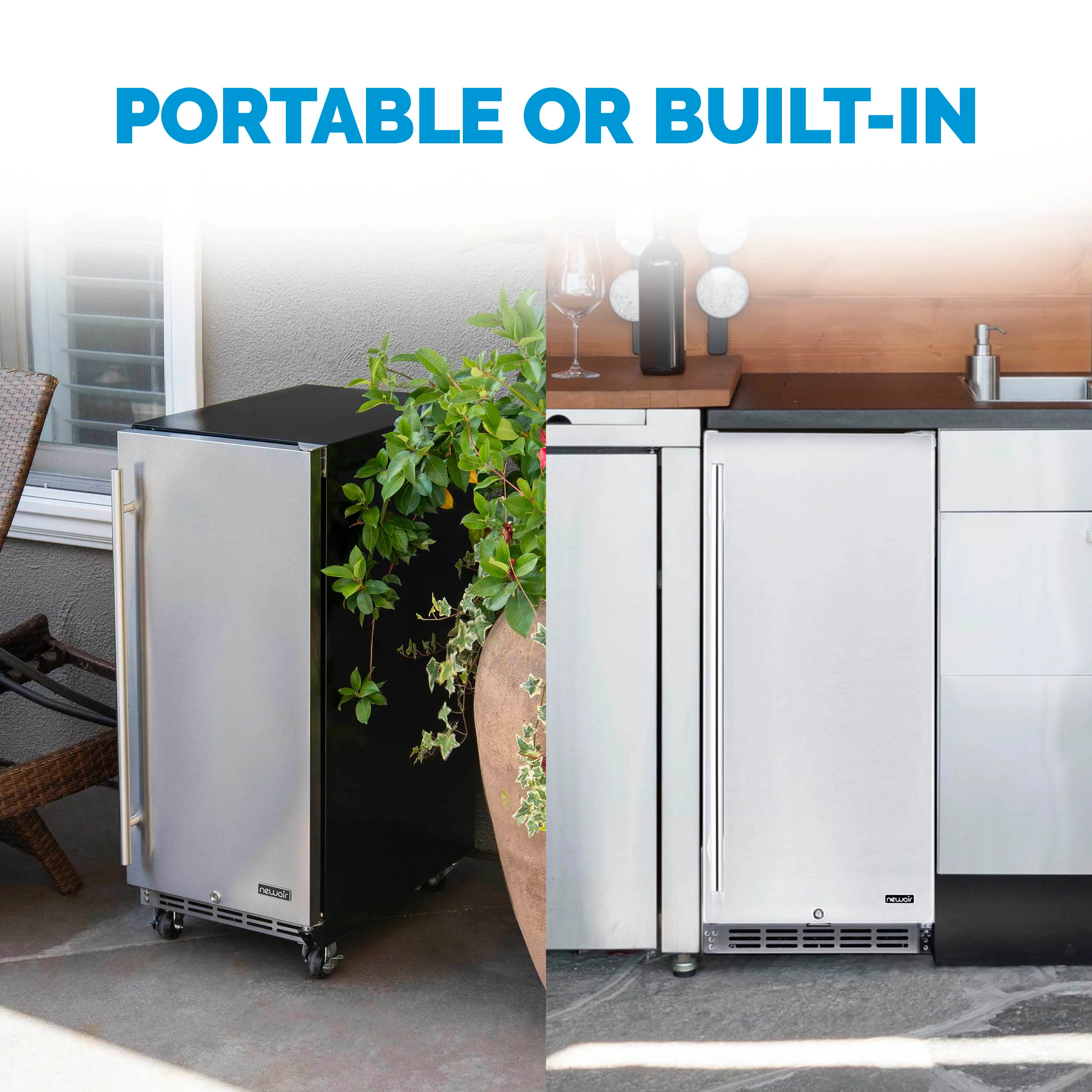 2025 Newair® Refrigerador Empotrable para Exteriores – 90 Latas – 15 Pulgadas