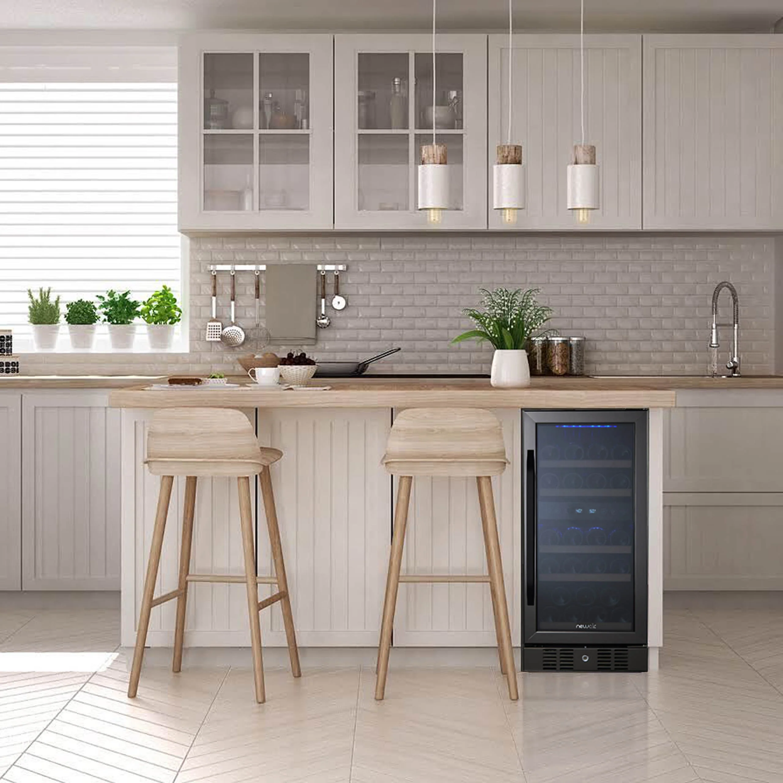 2025 Newair® Refrigerador de Vinos Empotrable Negro – 29 Botellas – 14,8
