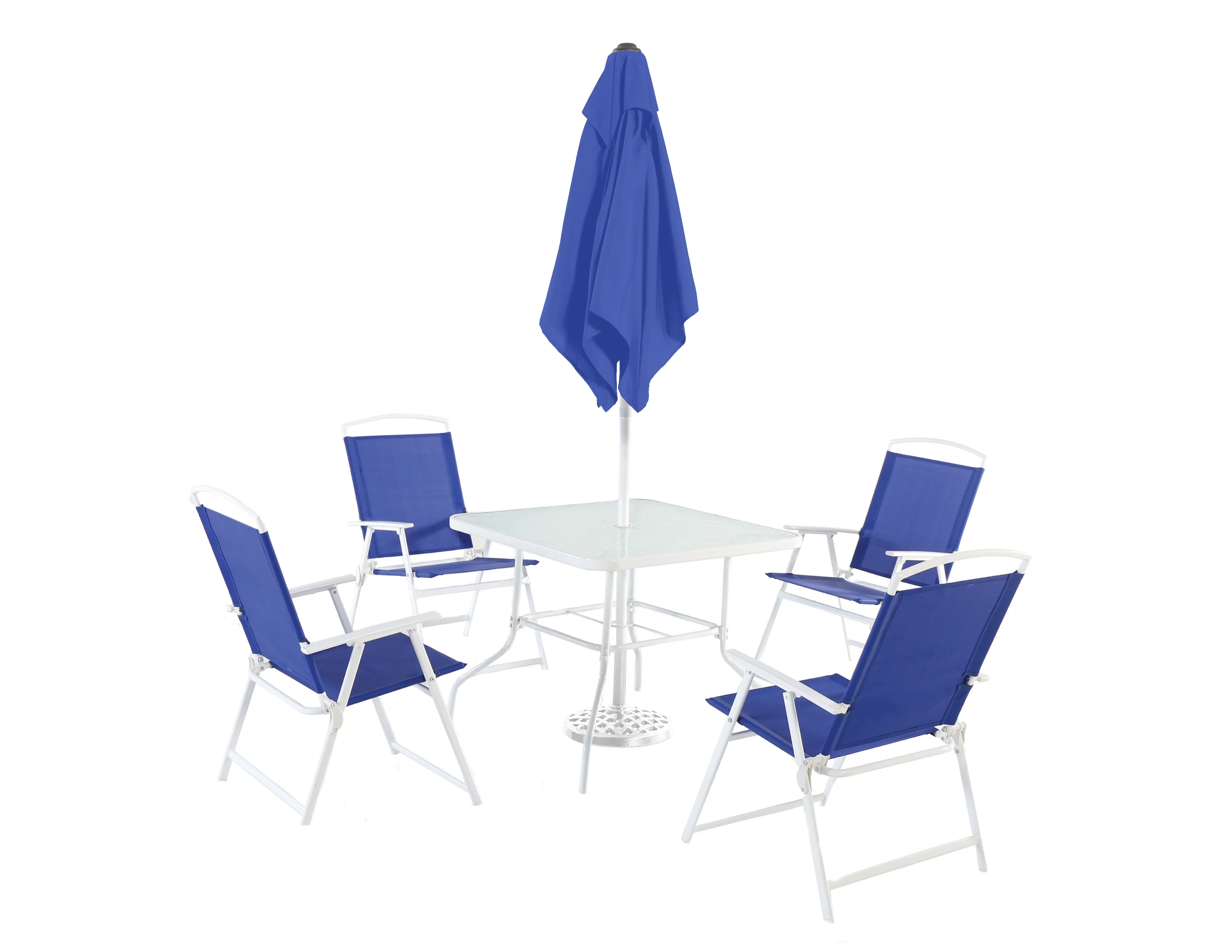2025 Juego de comedor exterior Mainstays Albany Lane de 6 piezas con sombrilla, acero, rojo