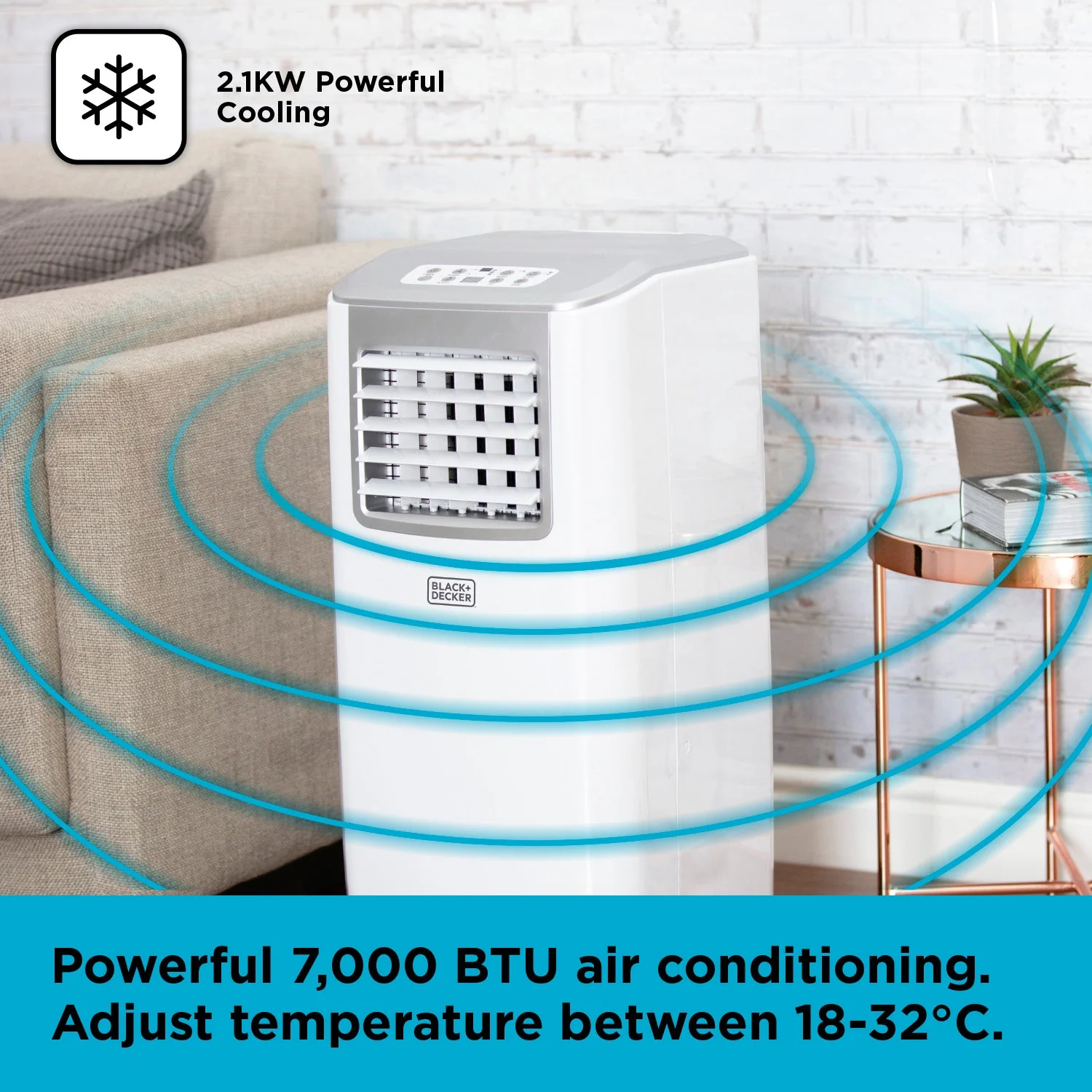 2025 Aire Acondicionado Móvil 3 en 1 Black+Decker BXAC40005GB 7000 BTU Blanco