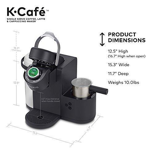Keurig K-Cafe Cafetera de Una Taza K-Cup, para Café, Latte y Cappuccino, Incluye Espumador Apto para Lavavajillas, Capacidad para Shot de Café, Compatible con Todas las Cápsulas K-Cup, Carbón Oscuro