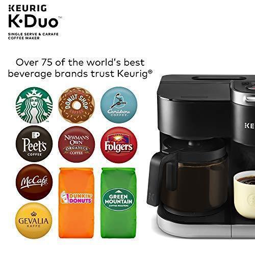 Cafetera Keurig K-Duo, de Una Taza y 12 Tazas con Cafetera de Goteo, Compatible con Cápsulas K-Cup y Café Molido, Negro