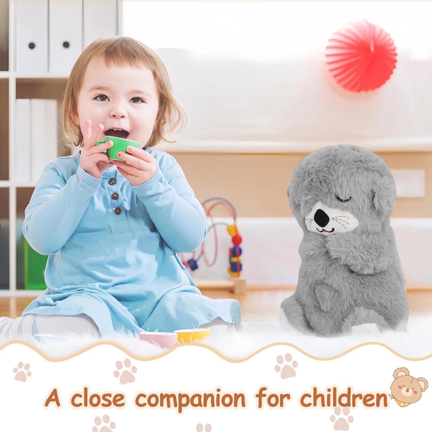 Máquina de Sonidos para Bebés Soothe Snuggle Otter, Juguete Musical Sensorial con Luces y Movimiento Rítmico de Respiración, Peluche para Recién Nacidos (Baterías No Incluidas)