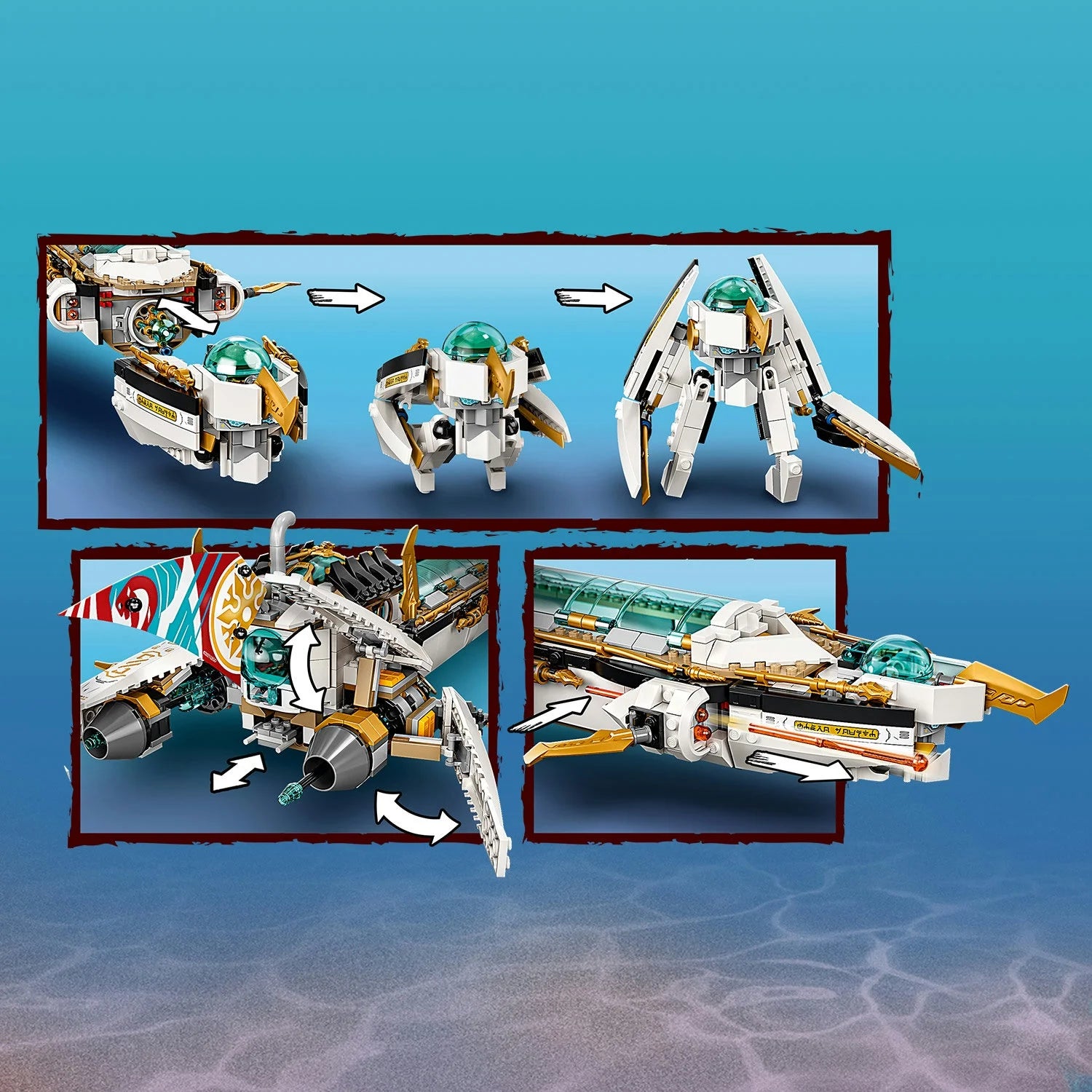LEGO NINJAGO Hydro Bounty, Set de Construcción de Submarino 71756 con Minifiguras de Kai y Nya, Juguetes Ninja, Regalos para Niños y Niñas a partir de 9 años