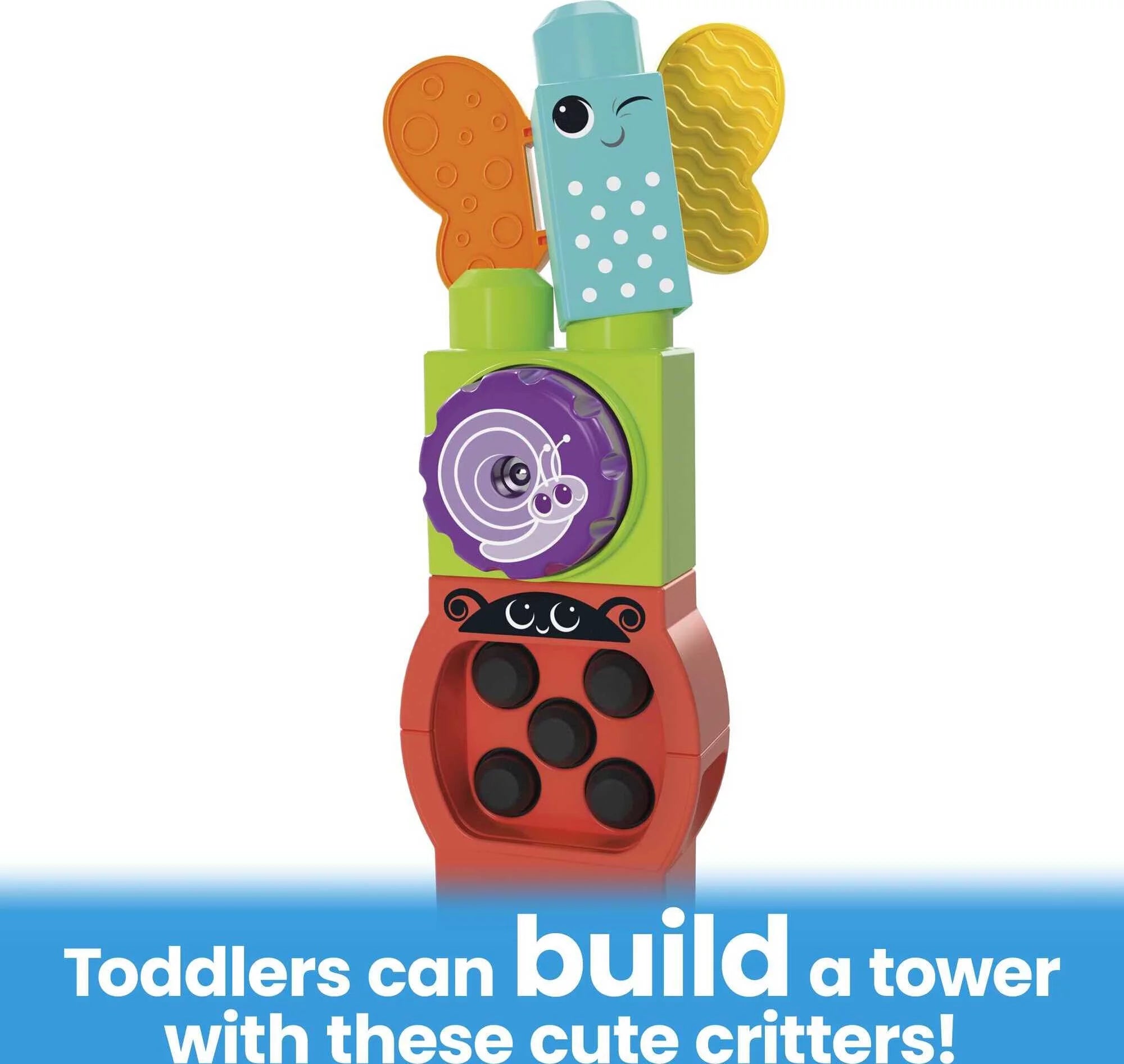 MEGA BLOKS Fisher-Price Bloques Sensoriales Move n Groove Oruga (24 piezas) para niños pequeños