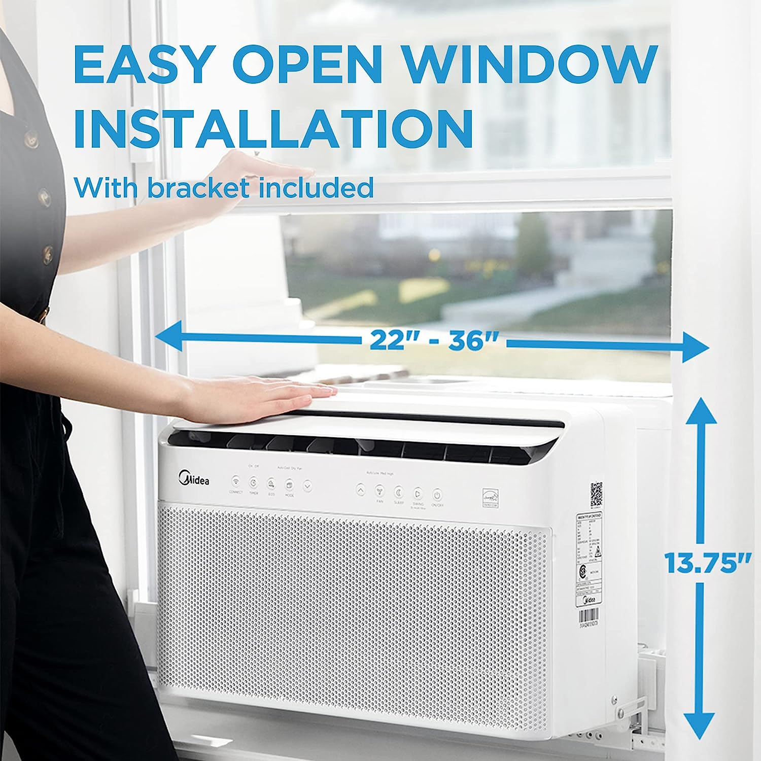 Midea 12,000 BTU Aire Acondicionado de Ventana Inverter Inteligente en Forma de U – Enfría hasta 550 pies², Ultra Silencioso con Flexibilidad para Ventanas Abiertas, Compatible con Alexa/Google Assistant, Ahorro de Energía del 35% (Renovado)