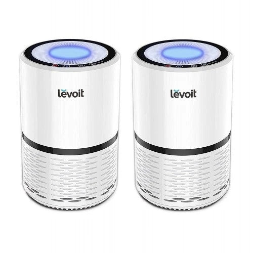 Purificador de Aire LEVOIT para Hogares con Fumadores, Alergias y Pelo de Mascotas, Filtro HEPA Verdadero, Silencioso para Dormitorio, Sistema de Filtración y Eliminadores de Olores, Humo, Polvo, Moho, Luz Nocturna, LV-H132, Paquete de 2