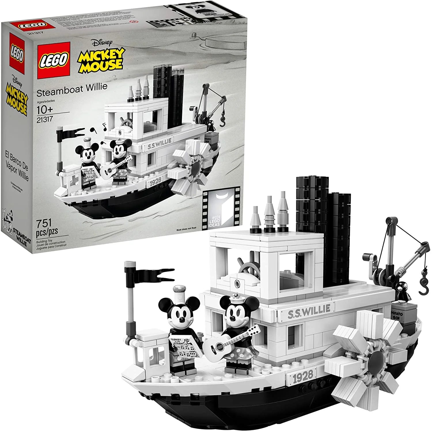 LEGO Ideas 21317 Disney Steamboat Willie – Set de Construcción (751 Piezas)