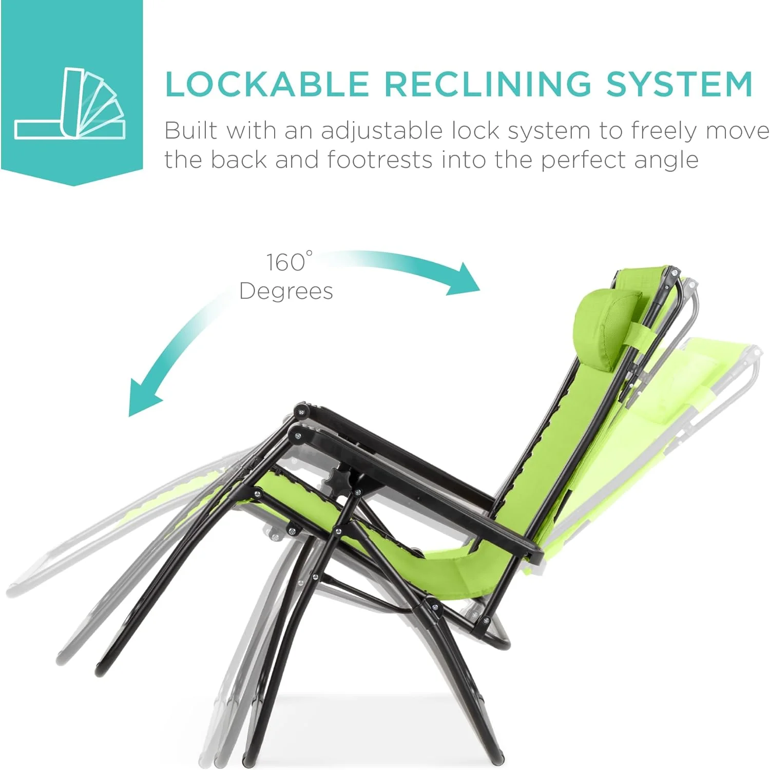 Best Choice Products – Silla Reclinable de Patio con Gravedad Cero, Ajustable y Plegable para Exteriores con Dosel, Almohada Cervical y Bandeja Lateral, Textileno – Azul Pavo Real