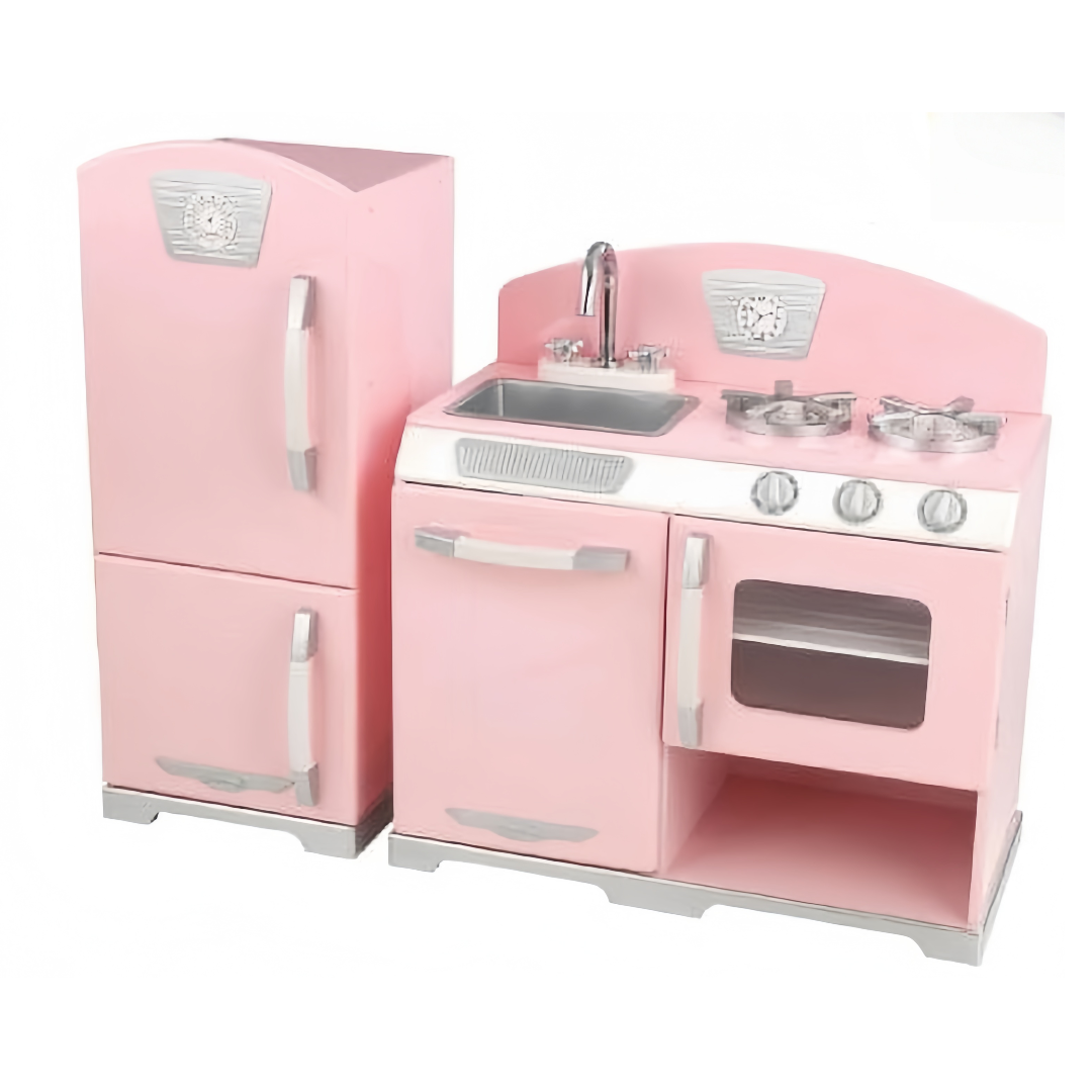 Cocina Retro KidKraft y Refrigerador en Rosa