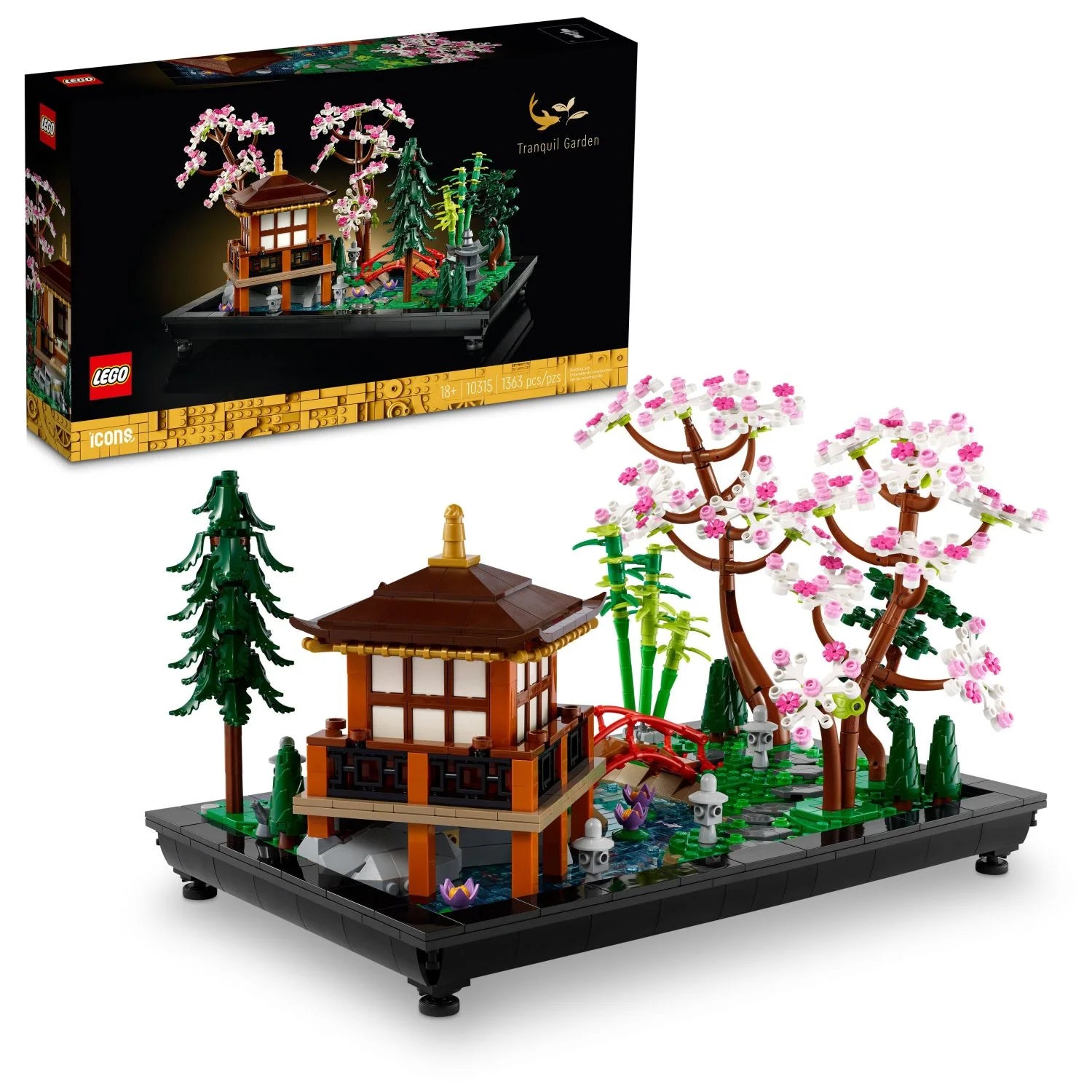 LEGO Icons Jardín Tranquilo 10315 – Set Creativo para Construcción, Idea de Regalo para Adultos Amantes de los Jardines Zen Japoneses y la Meditación, Construye y Exhibe este Set de Decoración para el Hogar o la Oficina