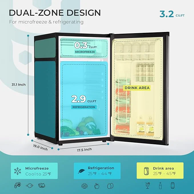 2025 Mini refrigerador EUHOMY con congelador compacto, puerta única