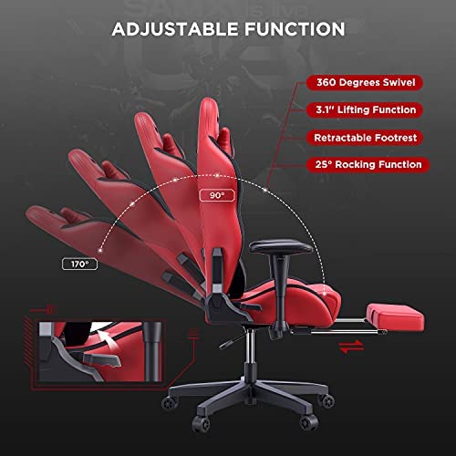 Silla de Oficina Gaming AutoFull con Soporte Lumbar Ergonómico, Estilo Racing, Cuero PU, Alta Respalda, Silla Giratoria Ajustable para PC