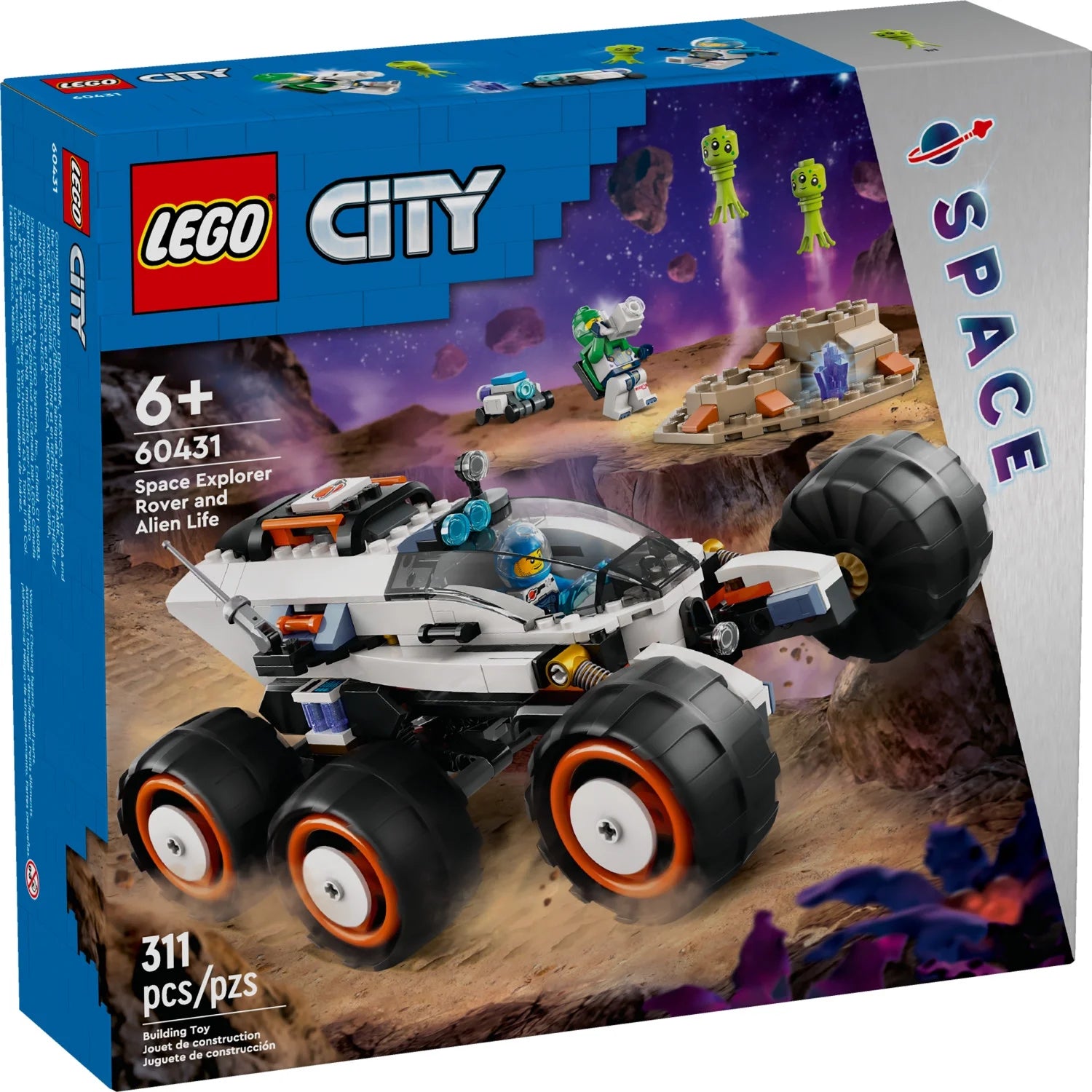 LEGO City Explorador Espacial Rover y Vida Alienígena, Juguete Espacial para Niños y Niñas de 6 Años en Adelante con 2 Minifiguras, Robot y Figuras Extraterrestres, Juguete STEM de Juego Imaginativo, 60431