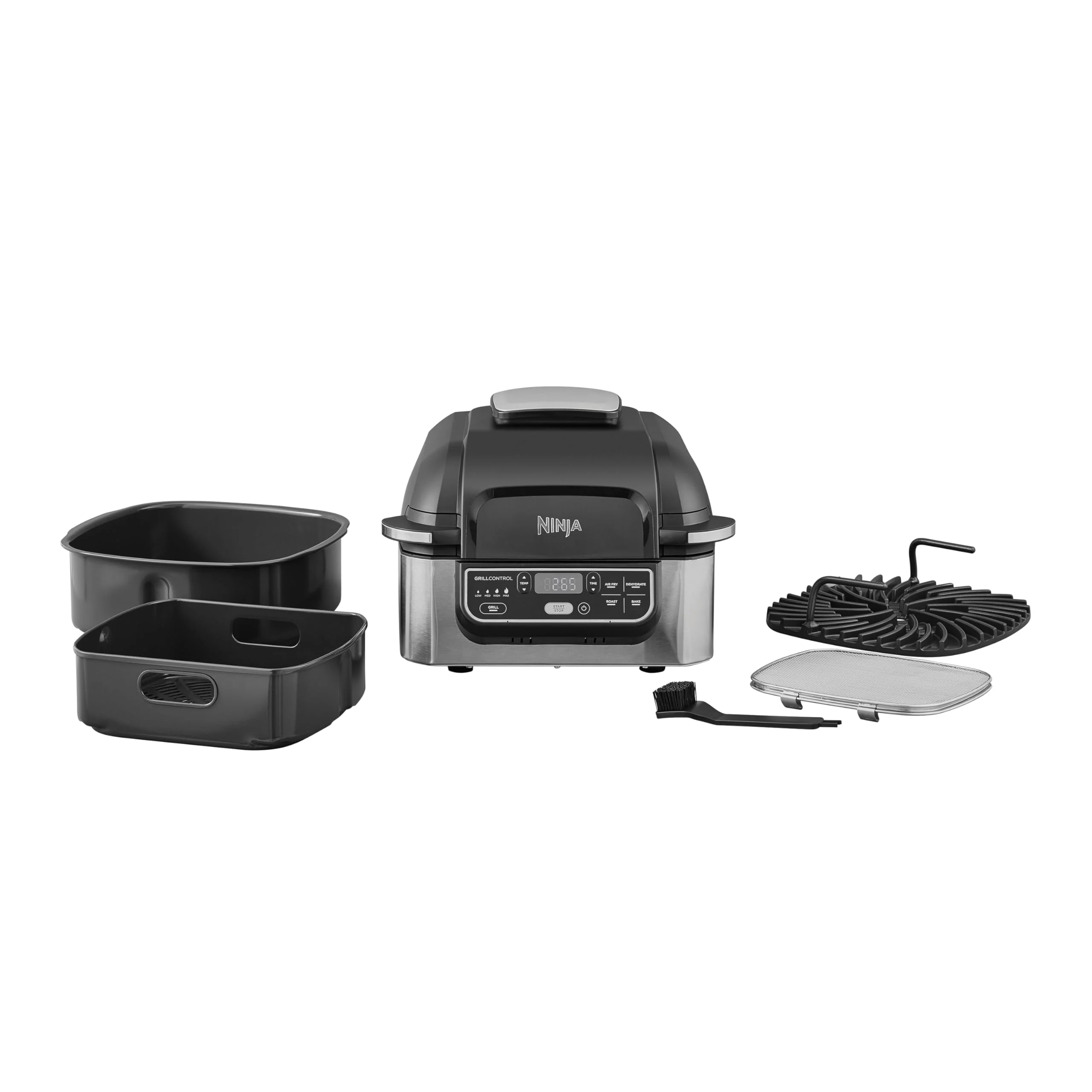 2025 Ninja Foodi Grill & Airfryer, freidora de aire de 5,7 L, piezas aptas para lavavajillas, 5 en 1, negro/plata AG301EU
