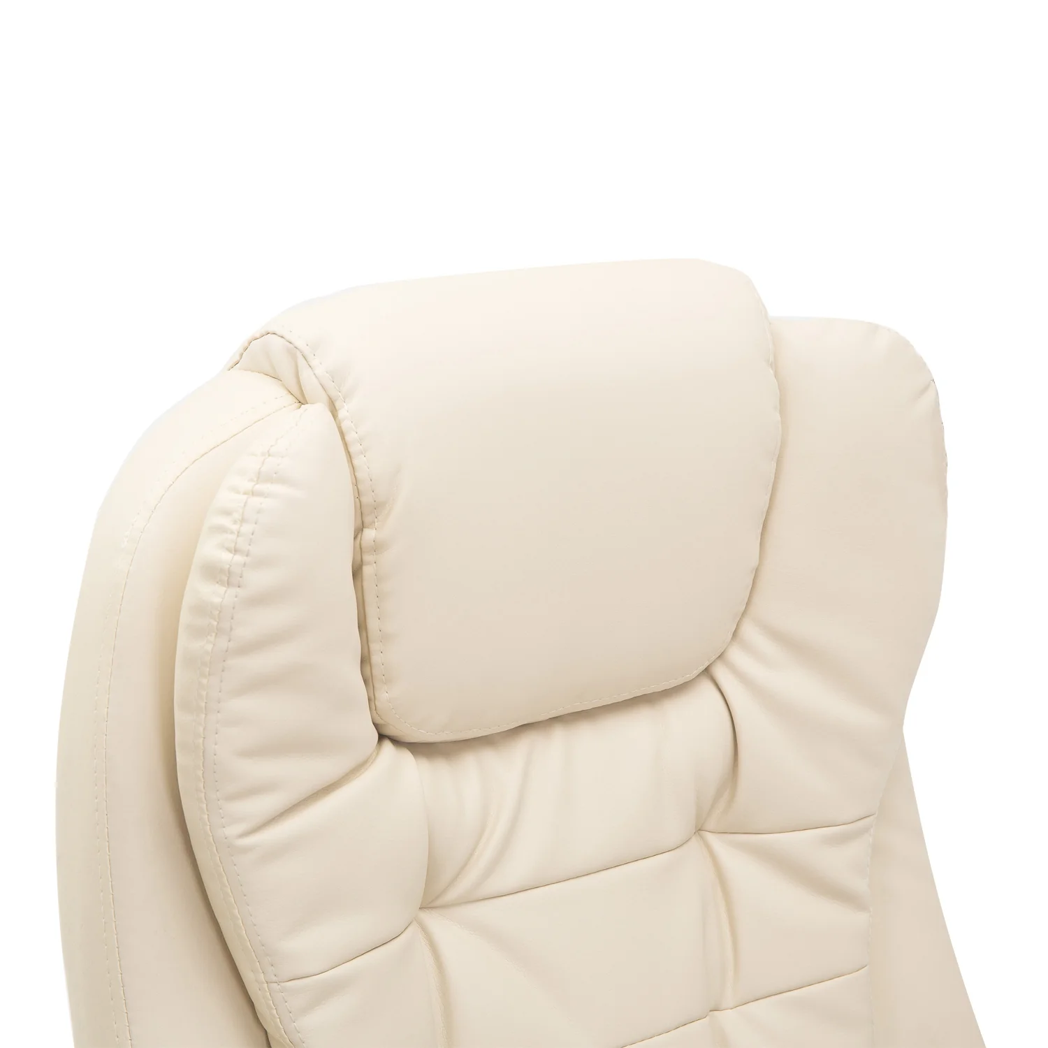 Silla de oficina ejecutiva con masaje y calefacción, sillón de oficina de cuero PU con respaldo alto, beige