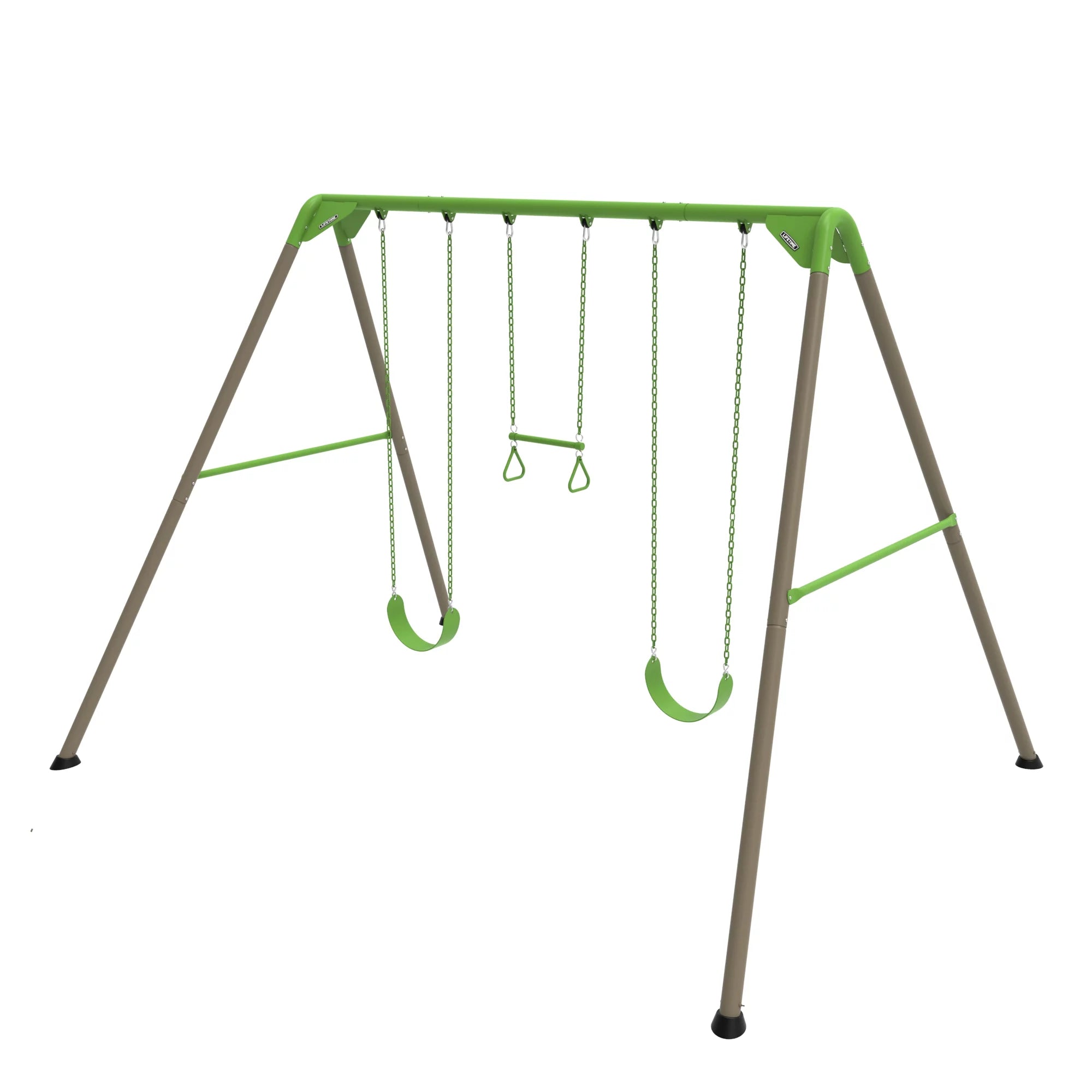Lifetime Juego de Columpios Metálico para Niños con 2 Columpios de Cinturón y Barra de Trapecio – 9 pies (91206)