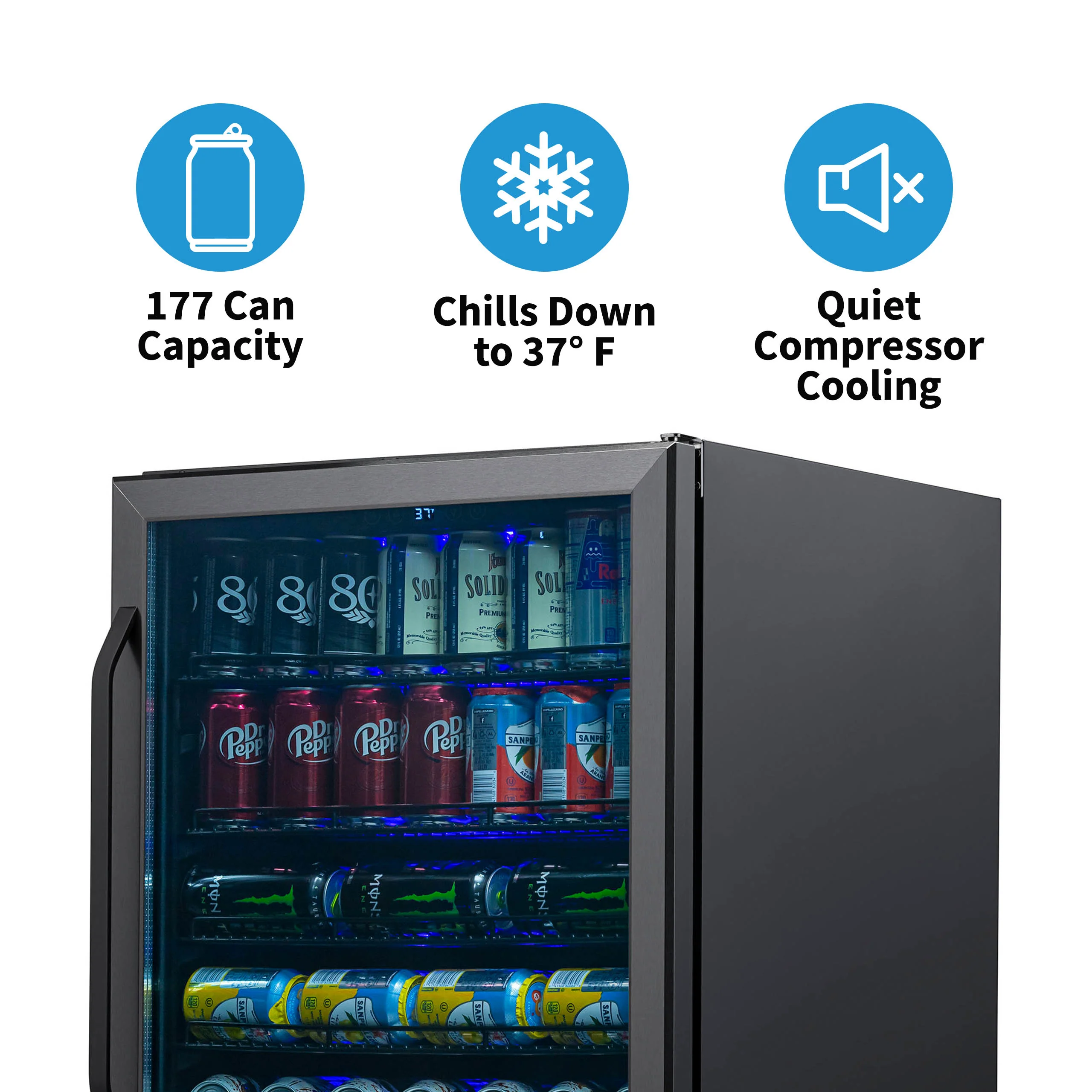 2025 Refrigerador Empotrable Newair® de 177 Latas – 24” – Acero Inoxidable Negro