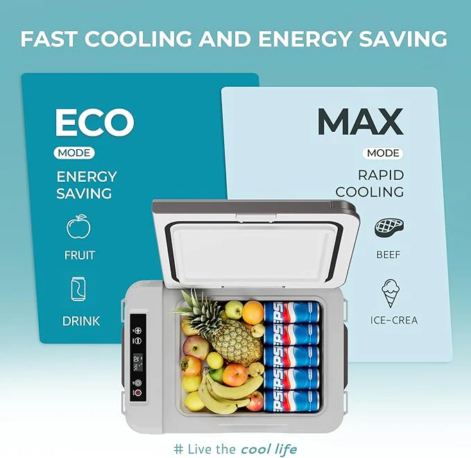 Nevera Eléctrica EUHOMY con Control vía Aplicación – Refrigerador y Congelador Portátil para Coche