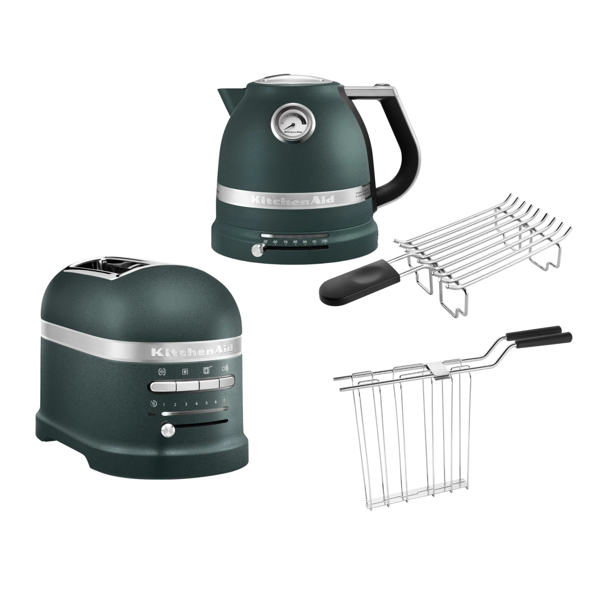 2025 Set de desayuno KitchenAid Artisan con hervidor 5KEK1522, tostadora de 2 ranuras 5KMT2204 y soporte para panecillos
