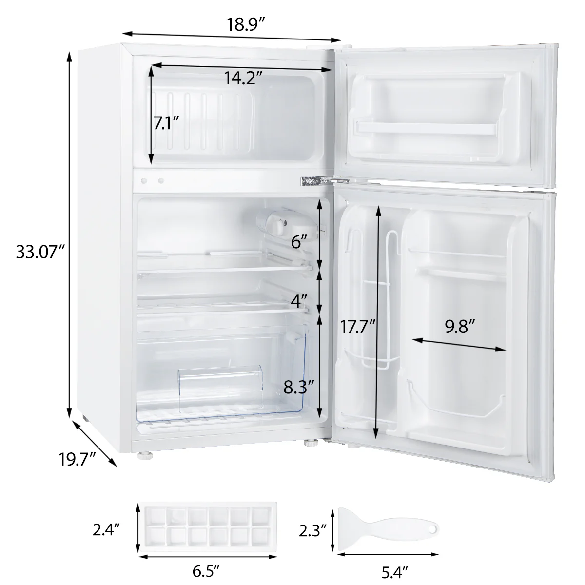 2025 Mini refrigerador EUHOMY de 3,2 pies cúbicos – Empotrable o independiente