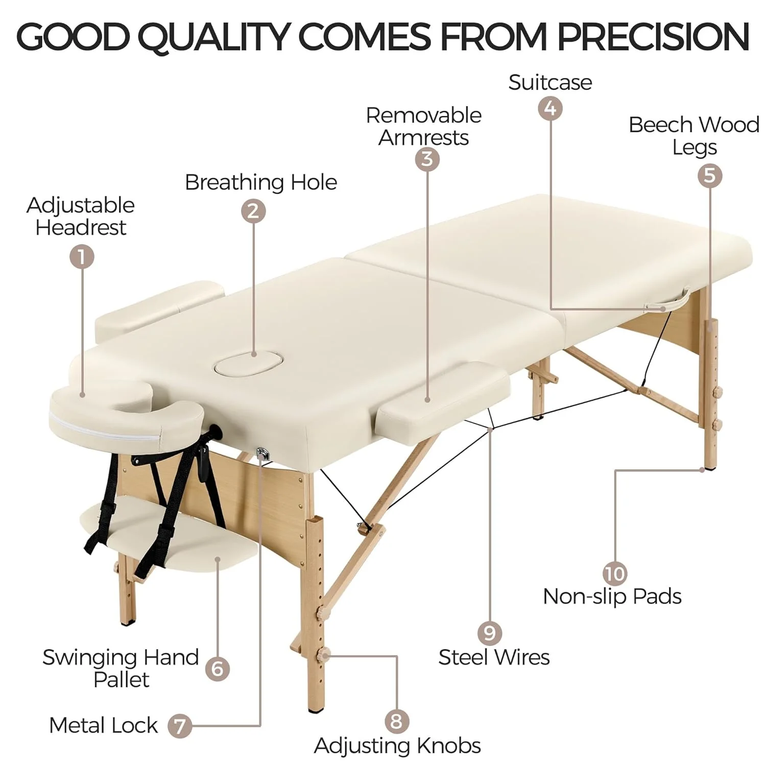 Mesa de Masajes Yaheetech – Mesa Plegable Portátil para Tratamientos, Pestañas, Spa – Mesa de Masaje Ajustable en 2 Secciones con Bolsa No Tejida, 24 pulgadas, Negra