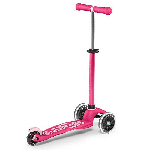 Micro Kickboard – Mini Deluxe LED – Scooter Suizo de Tres Ruedas con Sistema de Inclinación para Niños y Niñas de 2 a 5 Años con Ruedas Luminosas Activadas por Movimiento (Rosa)