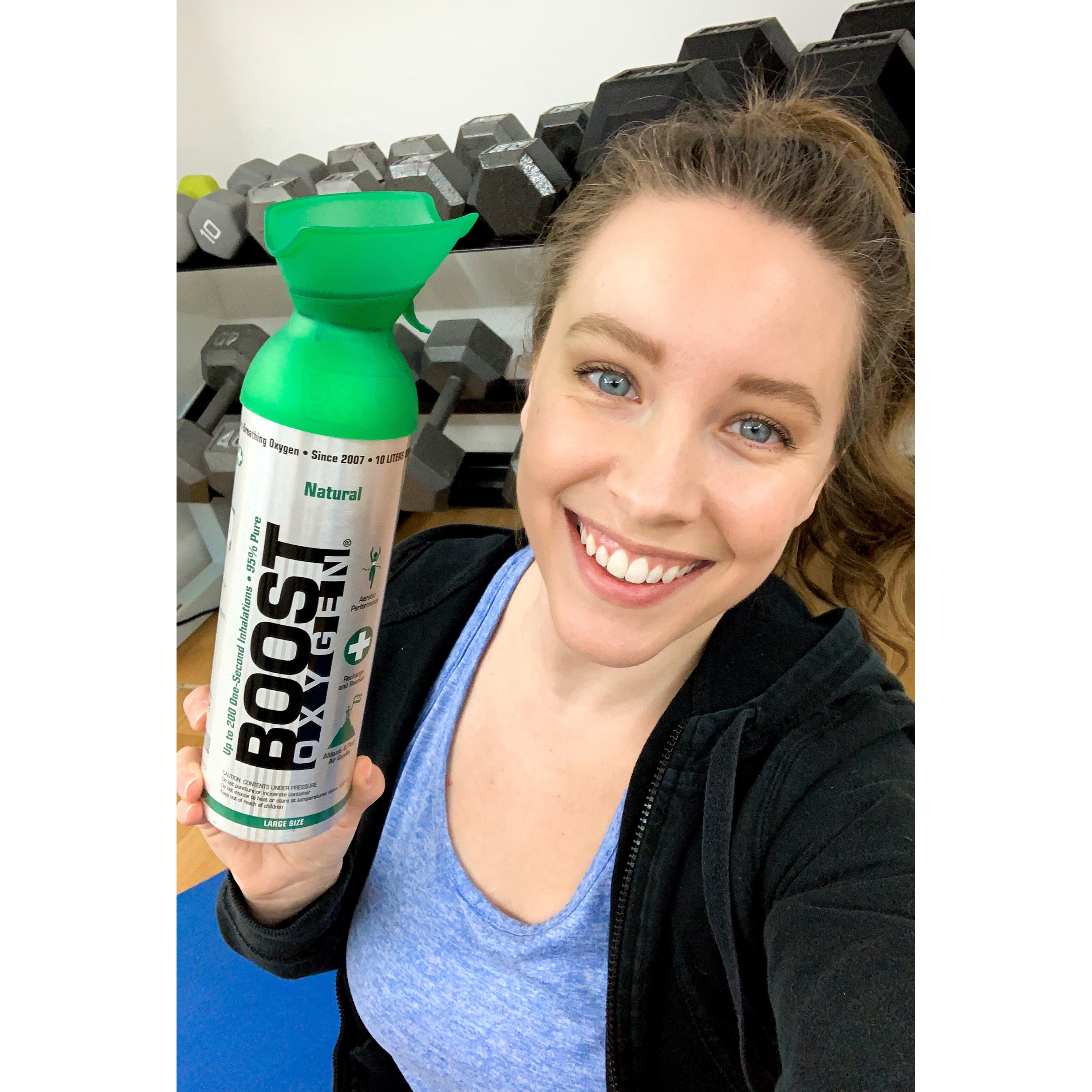 Boost Oxygen Natural Portátil 10 Litros Oxígeno Puro en Botella, Sin Sabor (Paquete de 18)