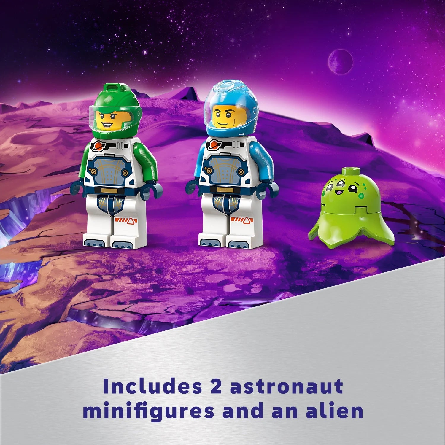 LEGO City Nave Espacial y Descubrimiento de Asteroides, Set de Construcción de Juguete, Regalo para Niños de 4 Años en Adelante que Aman el Juego de Imaginación, Incluye 2 Minifiguras de la Tripulación Espacial, Alienígena, Cristales y Juguete de Grú