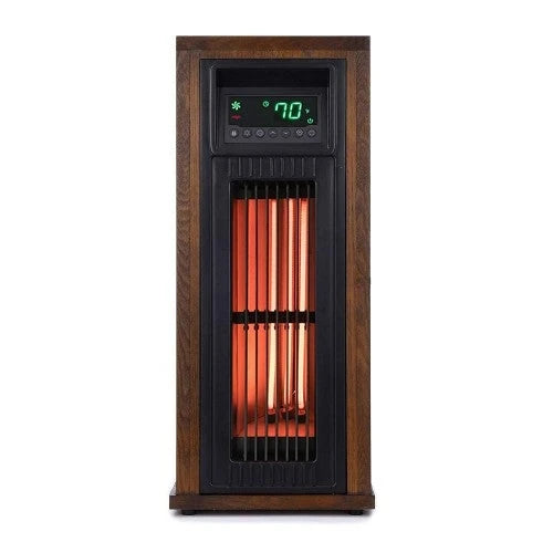 Lifesmart HT1216 Calefactor de Torre Infrarrojo Eléctrico de 23 Pulgadas, 1500 Vatios para Habitaciones Grandes, con Termostato, Modo Ecológico y Control Remoto