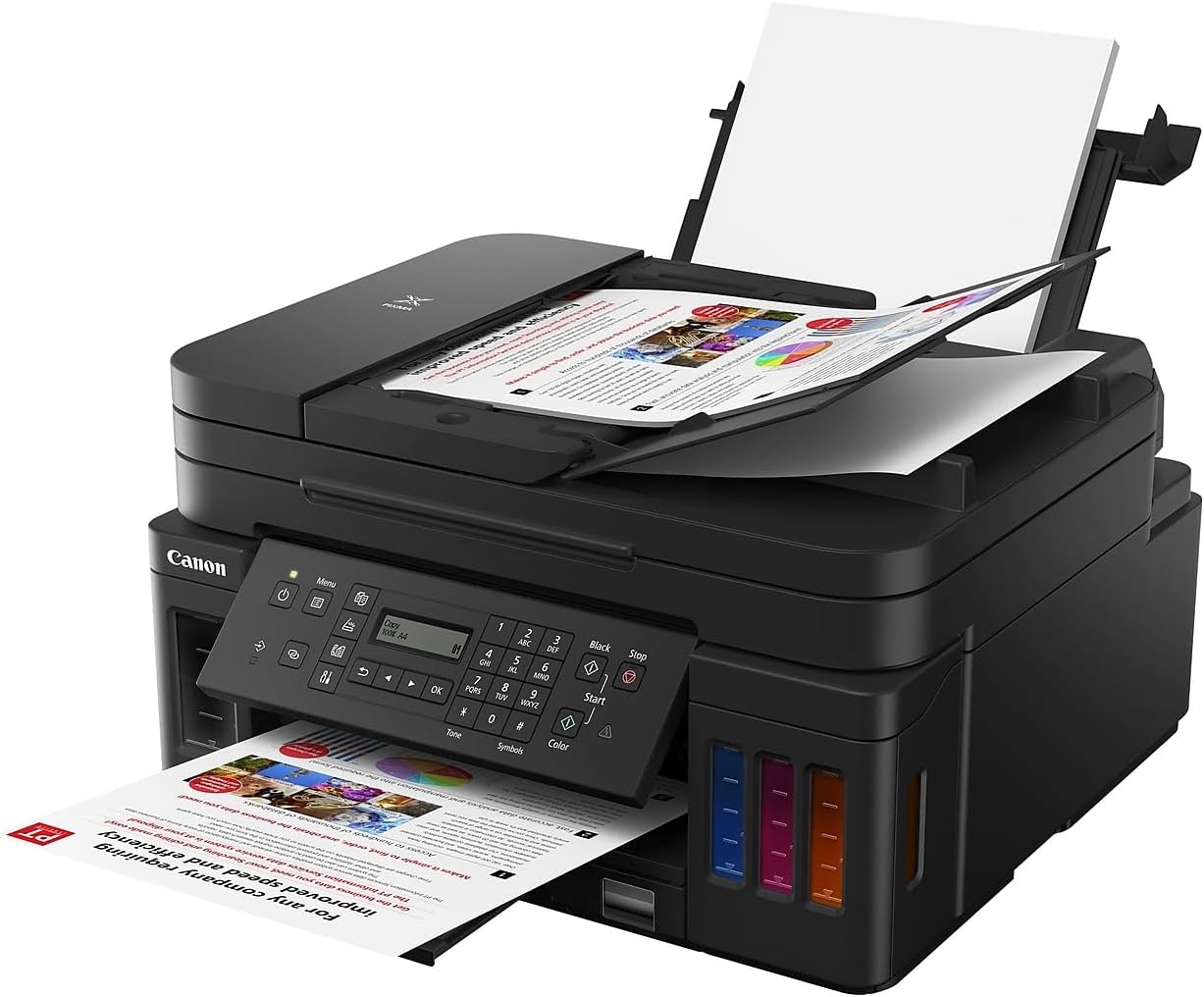 Impresora Todo en Uno para Oficina en Casa | Impresora Super Tanque Inalámbrica | Copiadora | Escáner | Fax y ADF con Impresión Móvil, Negra, Compatible con Alexa