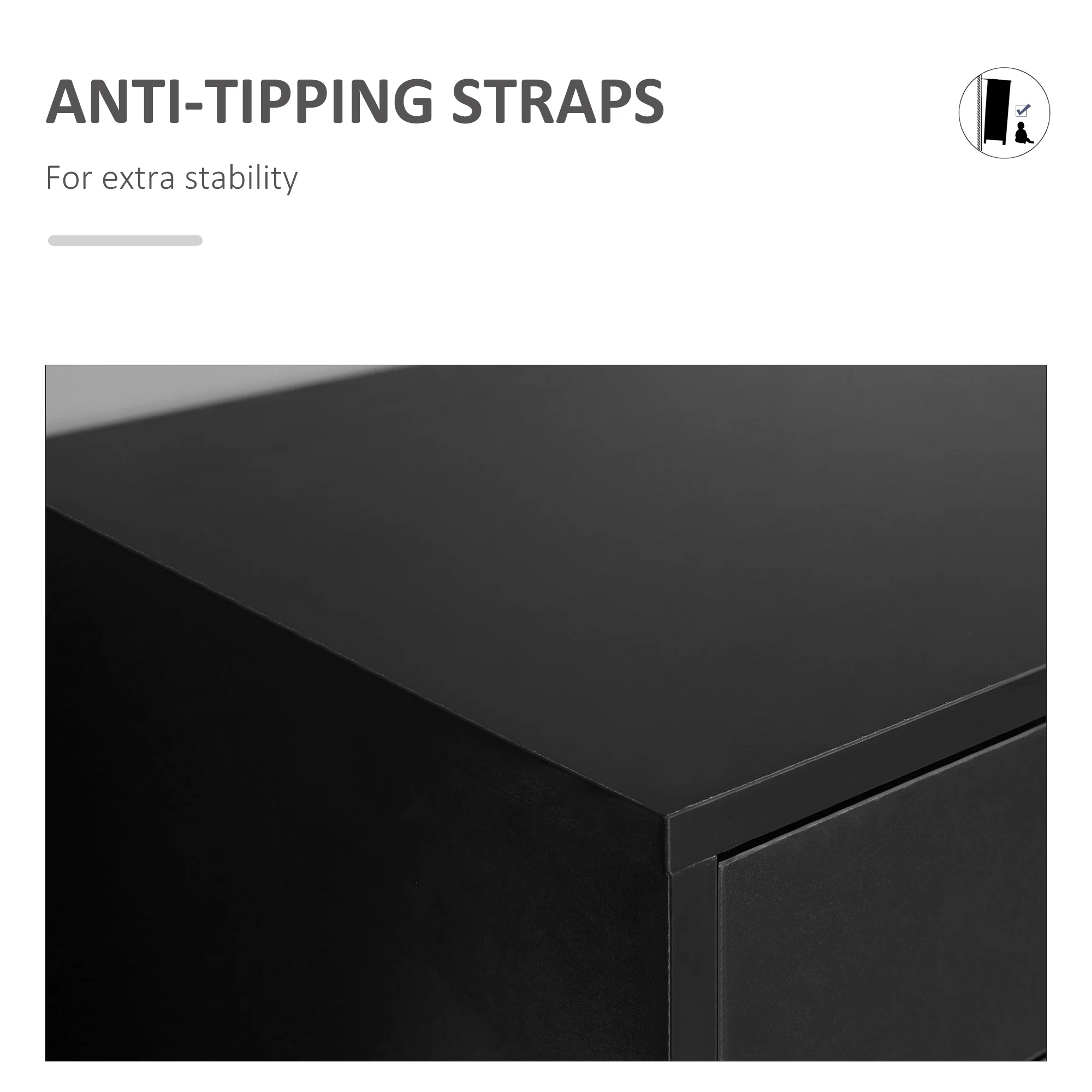 Cajonera Vertical de 7 Cajones, Mueble de Oficina Móvil con Ruedas, Negro