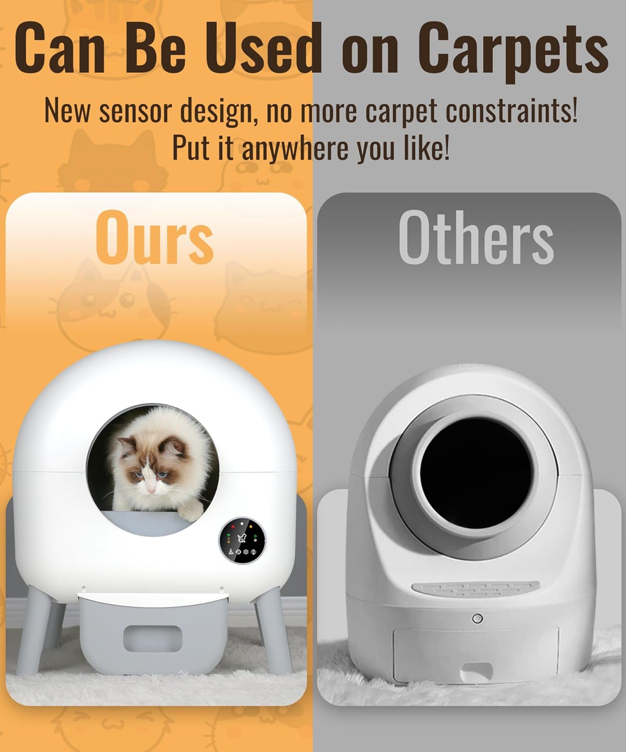 2025 Caja de Arena Autolimpiante - 110L Caja Automática para Gatos, Compatible con Todo Tipo de Arena, con 1 Rollo de Bolsas de Basura y Alfombrilla, Control por App, Color Gris Grande