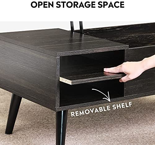 Mesa de Centro WLIVE con Tapa Elevable, Compartimento Oculto y Estante de Almacenamiento Ajustable