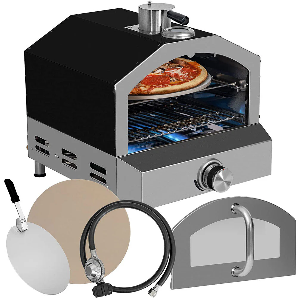 Horno de pizza a gas con rotación automática sin complicaciones para exteriores