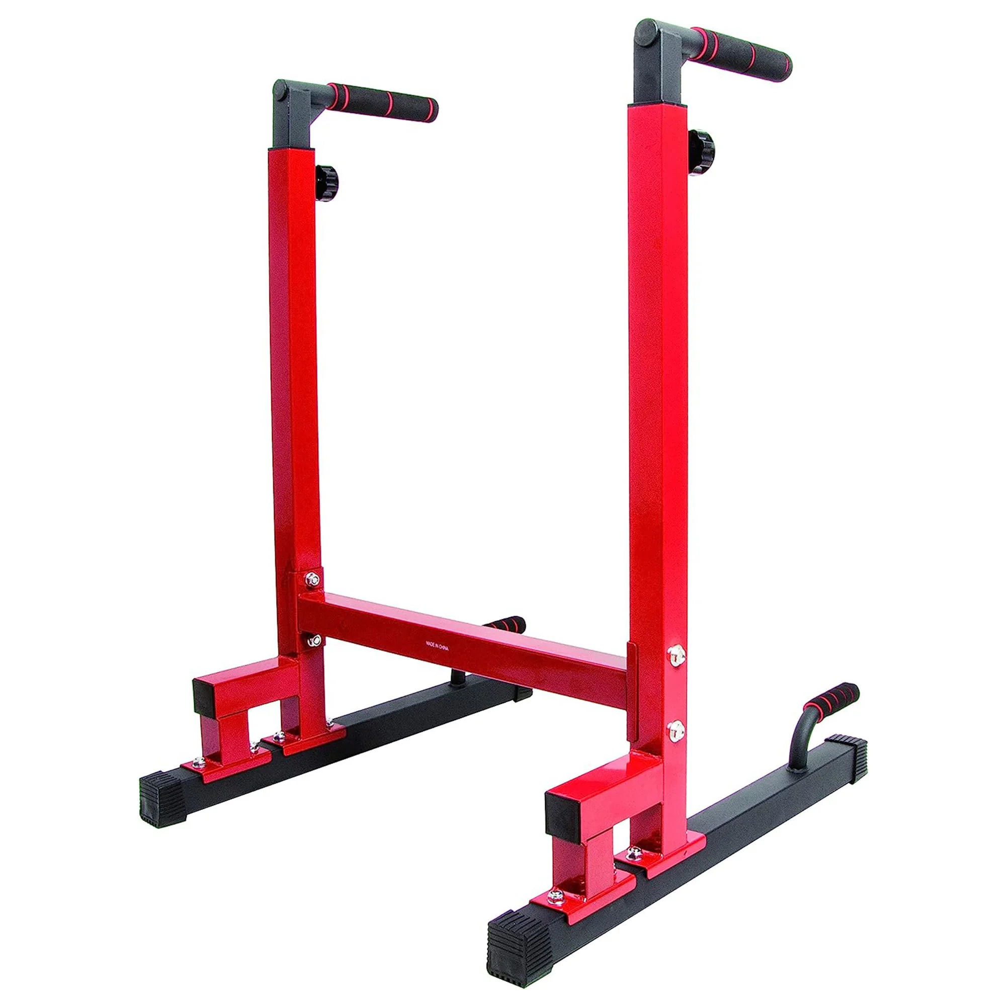 2025 BalanceFrom Estación Multifuncional de Dips para Gimnasio en Casa, Capacidad 500 lb, Rojo