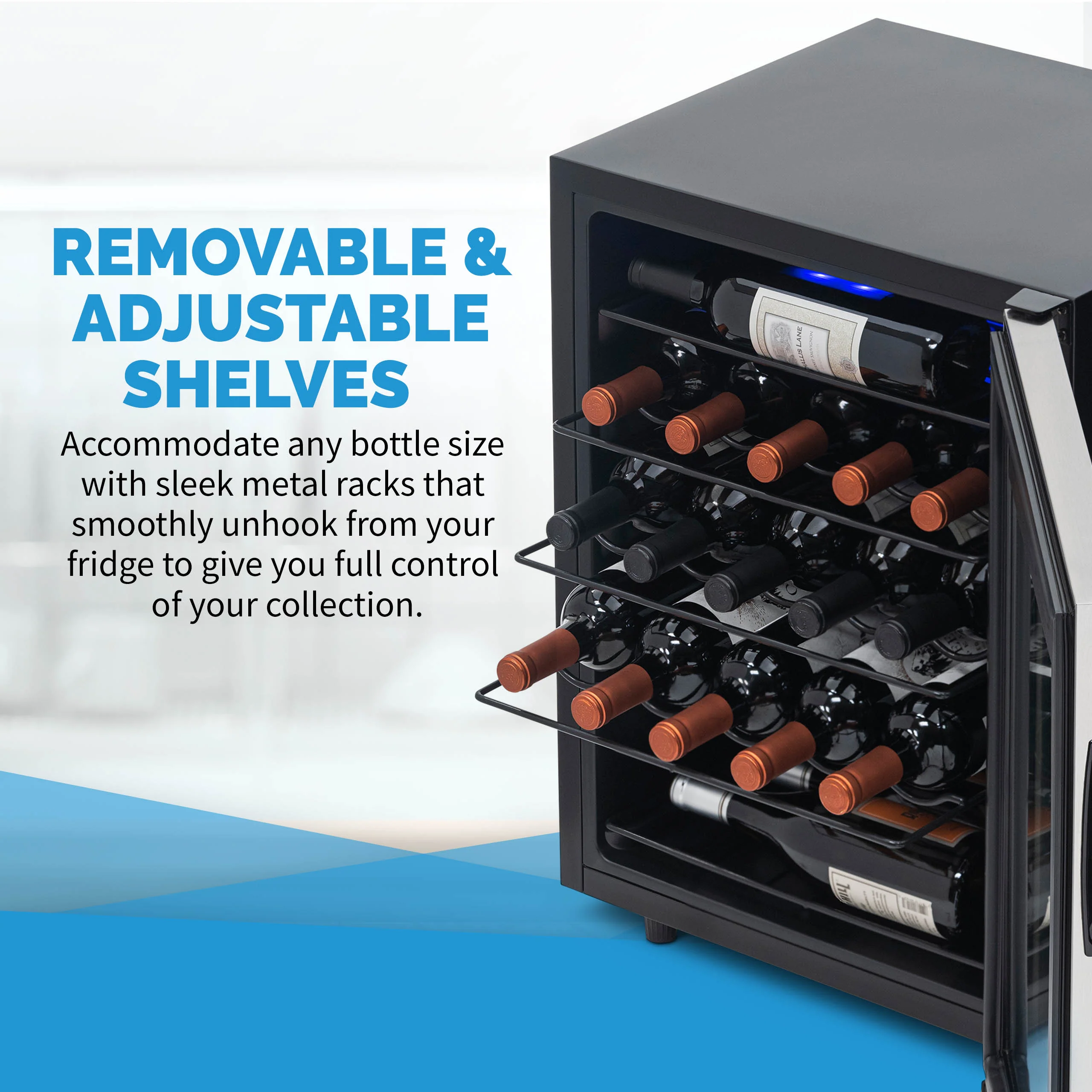 2025 Refrigerador de Vinos Independiente Newair® de Acero Inoxidable – 23 Botellas – 18,9