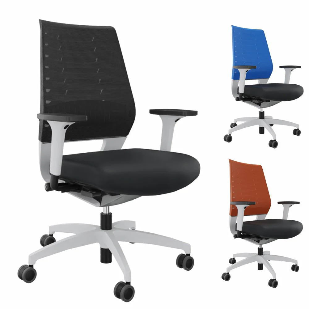 2025 Silla de Oficina Ergonómica Dauphin X-CODE XC 5380 – BLANCA – Respaldo de Color